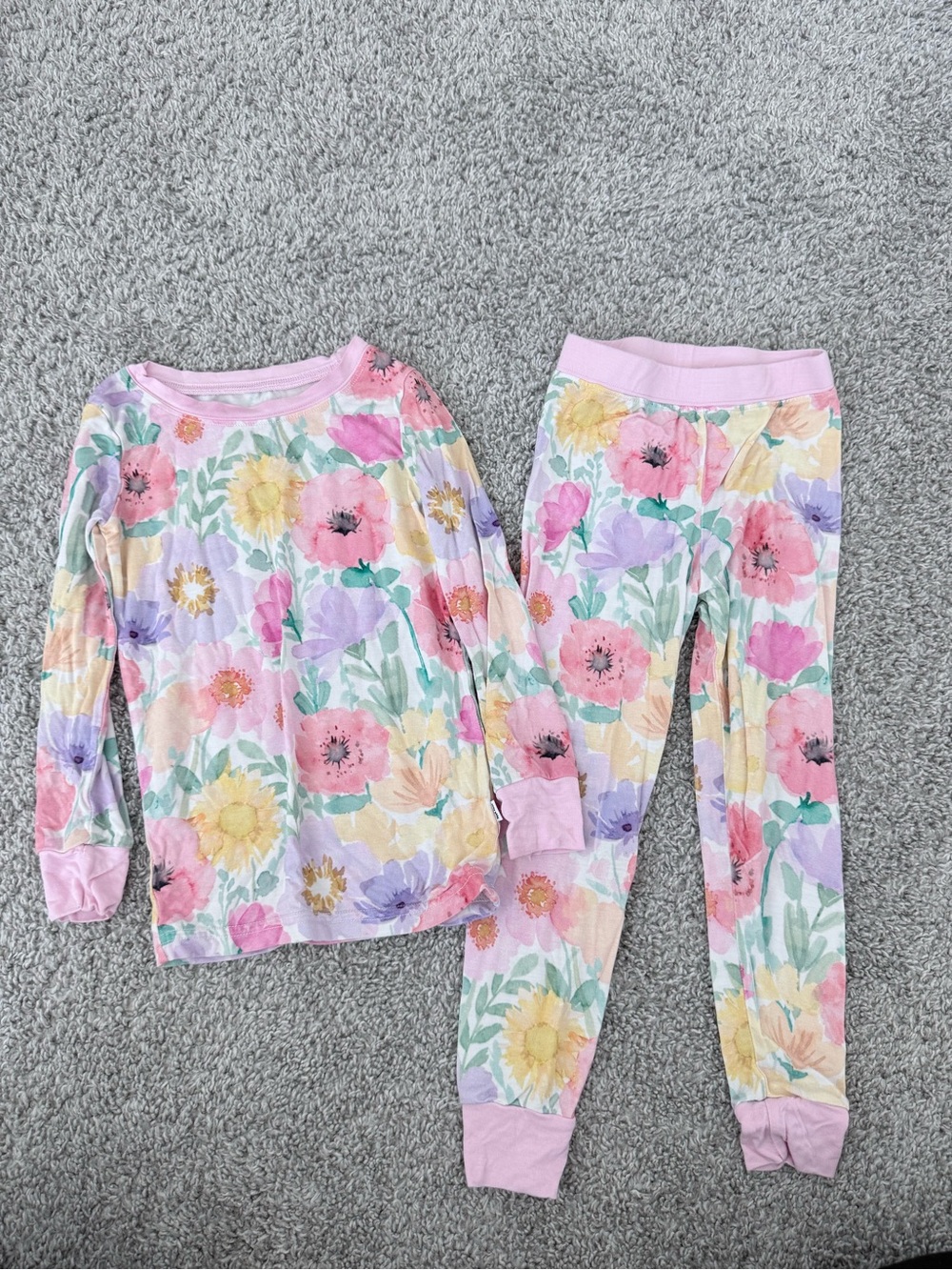 Little Sleepies- Pink Flower Long Sleeve Pajamas 2T